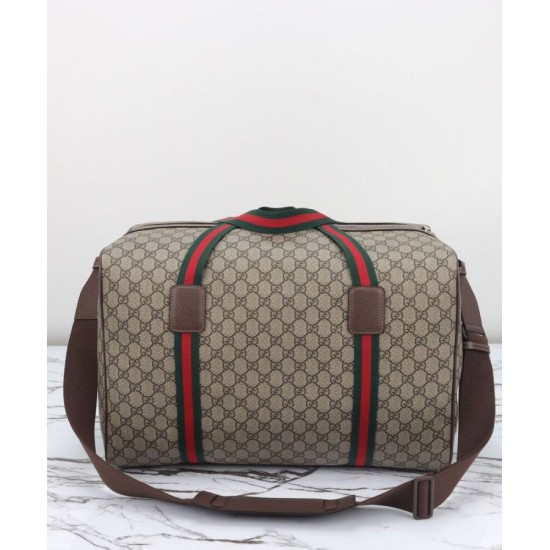 Replica Gucci Borsone Grande Con Web 758664 Caffè Scuro