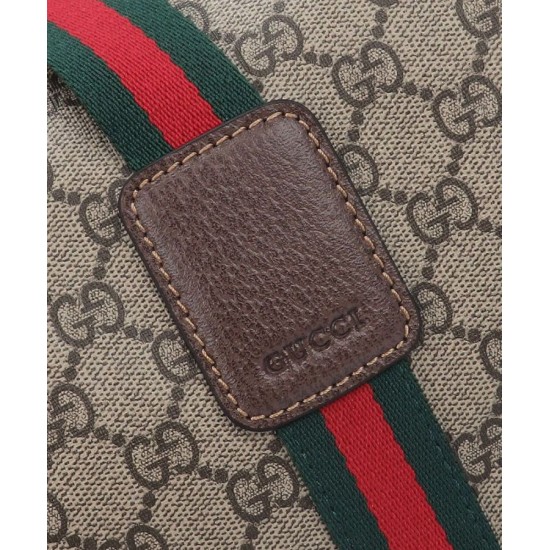 Replica Gucci Borsone Grande Con Web 758664 Caffè Scuro