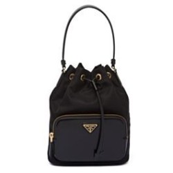 Replica Borsa Prada Re-Nylon e pelle spazzolata 1BH038 Nera