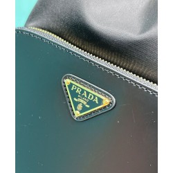 Replica Borsa Prada Re-Nylon e pelle spazzolata 1BH038 Nera