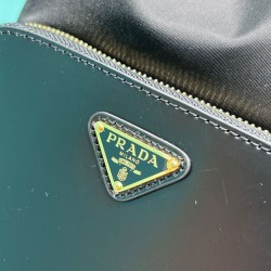 Replica Borsa Prada Re-Nylon e pelle spazzolata 1BH038 Nera