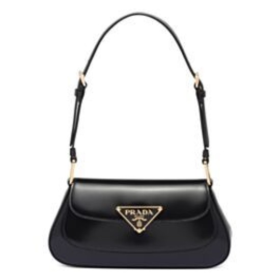 Replica Borsa a tracolla Prada in pelle spazzolata 1BD345 Nera