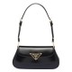 Replica Borsa a tracolla Prada in pelle spazzolata 1BD345 Nera