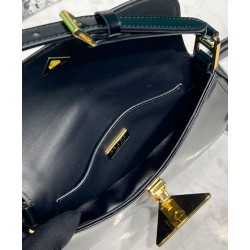 Replica Borsa a tracolla Prada in pelle spazzolata 1BD345 Nera