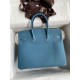 Replica Borsa Hermes Birkin 25 Retourne Blu Jean Clemence