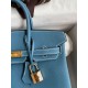 Replica Borsa Hermes Birkin 25 Retourne Blu Jean Clemence