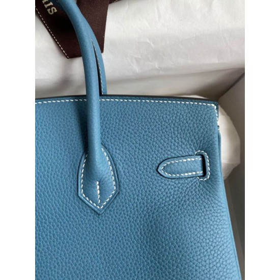 Replica Borsa Hermes Birkin 25 Retourne Blu Jean Clemence
