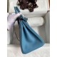 Replica Borsa Hermes Birkin 25 Retourne Blu Jean Clemence