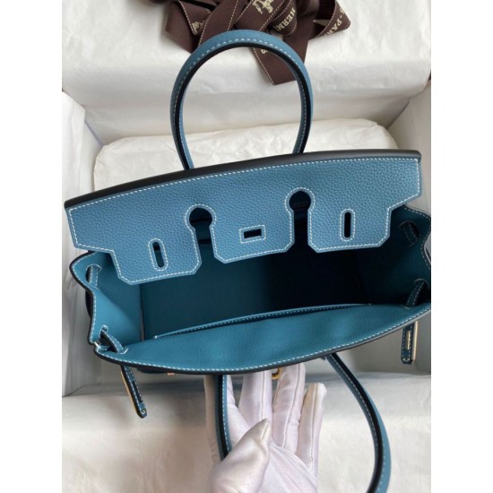 Replica Borsa Hermes Birkin 25 Retourne Blu Jean Clemence