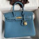 Replica Borsa Hermes Birkin 25 Retourne Blu Jean Clemence