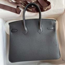 Replica Borsa Hermes Birkin 25 Retourne fatta a mano nera Clemence