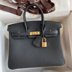 Replica Borsa Hermes Birkin 25 Retourne fatta a mano nera Clemence
