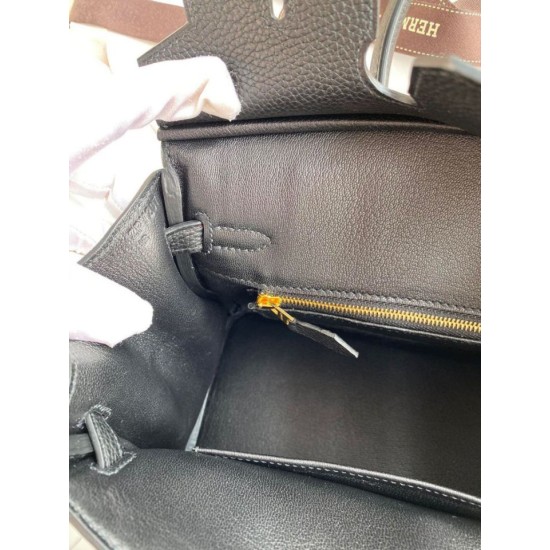 Replica Borsa Hermes Birkin 25 Retourne fatta a mano nera Clemence