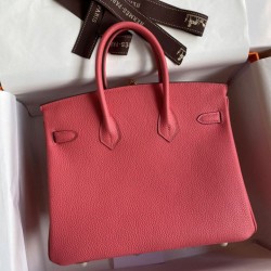 Replica Hermes Birkin 25 Retourne Borsa fatta a mano Rossetto rosa Clemence