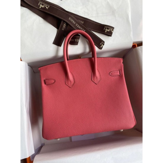 Replica Hermes Birkin 25 Retourne Borsa fatta a mano Rossetto rosa Clemence
