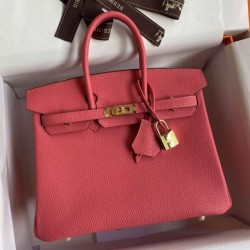 Replica Hermes Birkin 25 Retourne Borsa fatta a mano Rossetto rosa Clemence