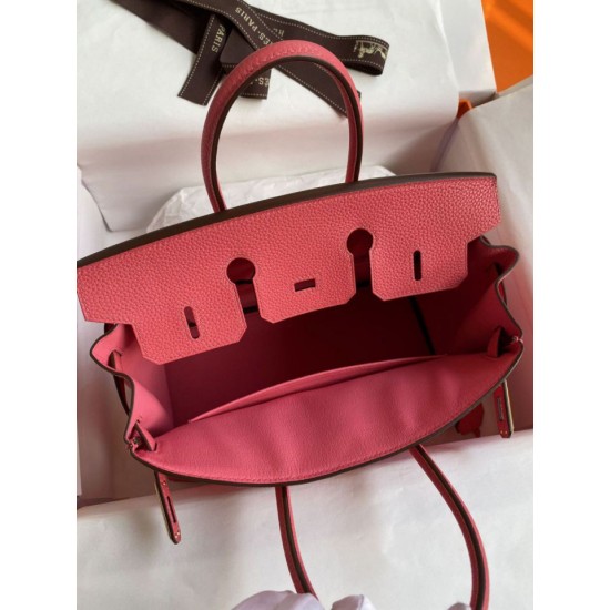Replica Hermes Birkin 25 Retourne Borsa fatta a mano Rossetto rosa Clemence