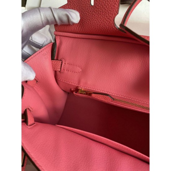 Replica Hermes Birkin 25 Retourne Borsa fatta a mano Rossetto rosa Clemence