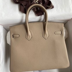Replica Borsa Hermes Birkin 25 Retourne Tortora Clemence Grigio