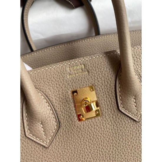 Replica Borsa Hermes Birkin 25 Retourne Tortora Clemence Grigio