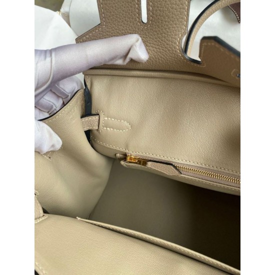Replica Borsa Hermes Birkin 25 Retourne Tortora Clemence Grigio