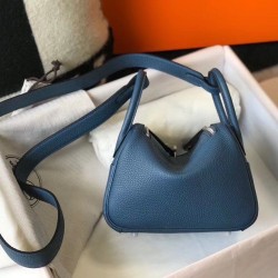 Replica Borsa Hermes Lindy Mini Agata Blu Clemence