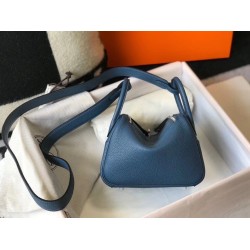 Replica Borsa Hermes Lindy Mini Agata Blu Clemence