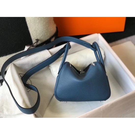 Replica Borsa Hermes Lindy Mini Agata Blu Clemence