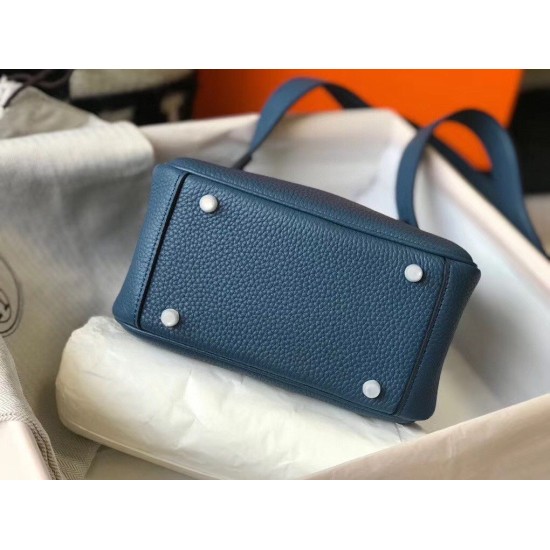 Replica Borsa Hermes Lindy Mini Agata Blu Clemence