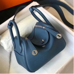 Replica Borsa Hermes Lindy Mini Agata Blu Clemence