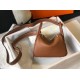 Replica Borsa Hermes Lindy Mini Clemence in pelle di vitello dorata