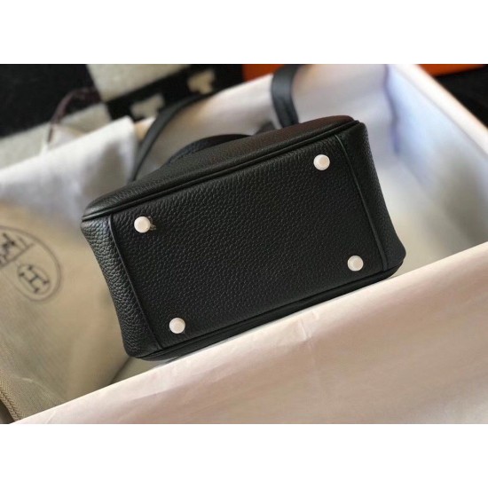 Replica Borsa Hermes Lindy Mini Pelle di vitello Clemence nera