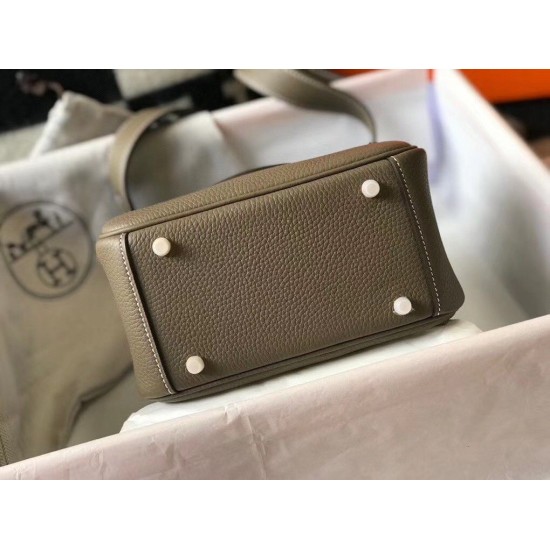 Replica Borsa Hermes Lindy Mini Taupe Clemence in pelle di vitello