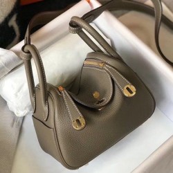 Replica Borsa Hermes Lindy Mini Taupe Clemence in pelle di vitello