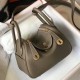 Replica Borsa Hermes Lindy Mini Taupe Clemence in pelle di vitello