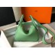 Replica Borsa Hermes Lindy Mini Clemence in pelle di vitello verde