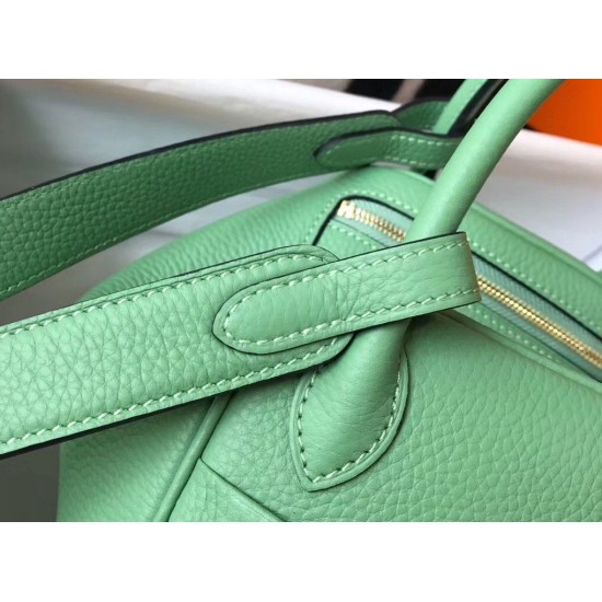 Replica Borsa Hermes Lindy Mini Clemence in pelle di vitello verde
