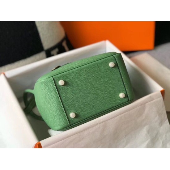Replica Borsa Hermes Lindy Mini Clemence in pelle di vitello verde