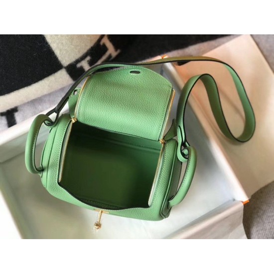 Replica Borsa Hermes Lindy Mini Clemence in pelle di vitello verde
