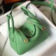 Replica Borsa Hermes Lindy Mini Clemence in pelle di vitello verde