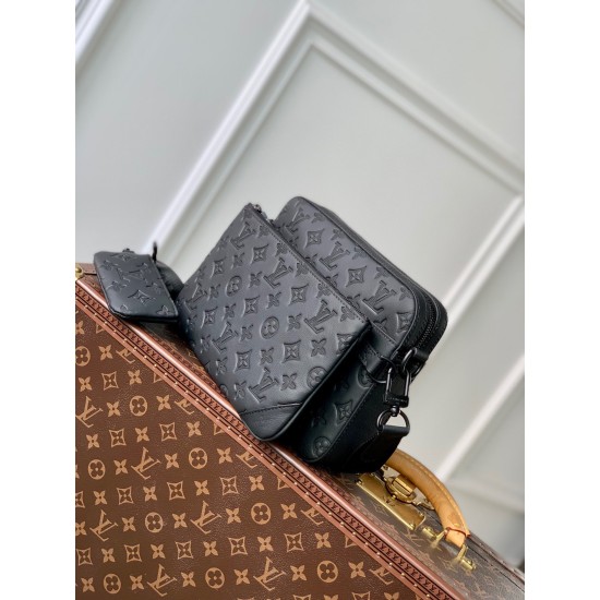 Replica Borsa a tracolla Louis Vuitton Trio in pelle con monogramma in rilievo M46602 Replica Borsa a tracolla Louis Vuitton Trio in pelle con monogramma in rilievo M46602