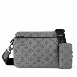 Replica Borsa a tracolla Louis Vuitton Trio in pelle con monogramma in rilievo M46603