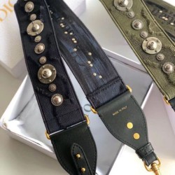 Replica Tracolla Dior Tela ricamata mimetica blu