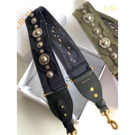 Replica Tracolla Dior Tela ricamata mimetica blu