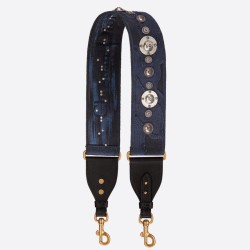 Replica Tracolla Dior Tela ricamata mimetica blu