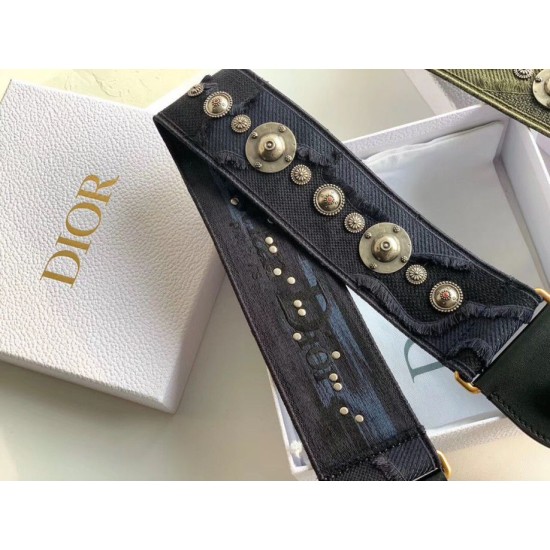 Replica Tracolla Dior Tela ricamata mimetica blu