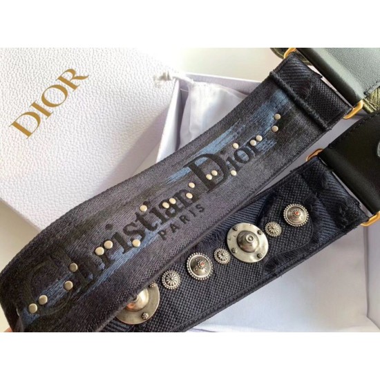 Replica Tracolla Dior Tela ricamata mimetica blu