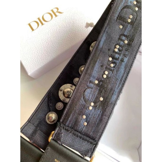 Replica Tracolla Dior Tela ricamata mimetica blu