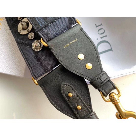Replica Tracolla Dior Tela ricamata mimetica blu