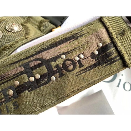 Replica Tracolla Dior Camouflage Tela ricamata Verde